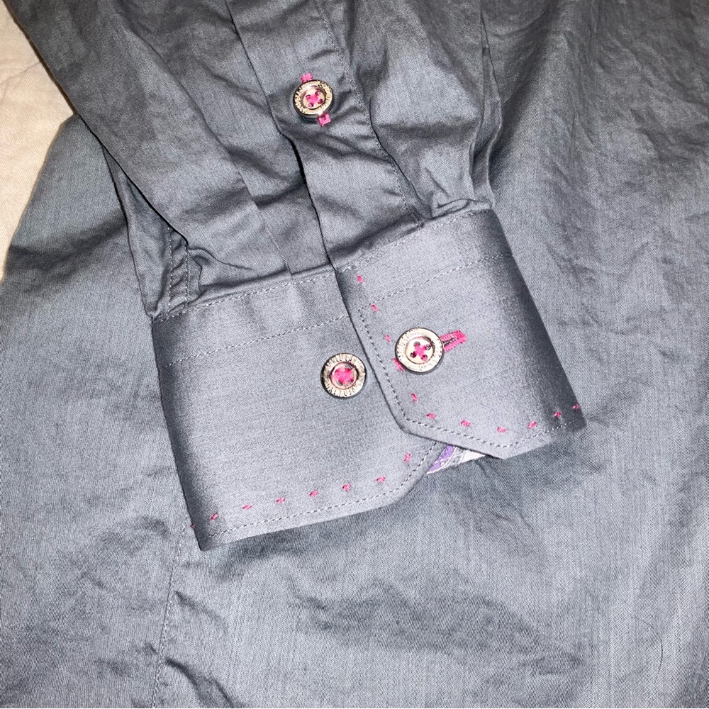 Jared Lang mens Print Pop Medium Gray w/ Paisley LS Button Down Shirt - Picture 3 of 7